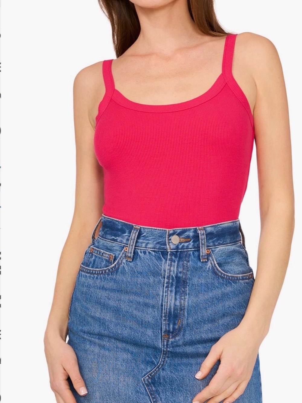 Ribbed Jersey Scoop Neck Tank in Bright Pink 💖💖💖